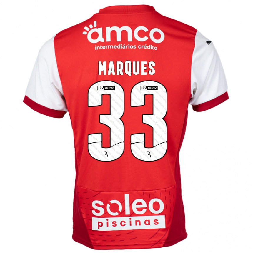 Kids Football João Marques #33 Red White Home Jersey 2024/25 T-Shirt Uk