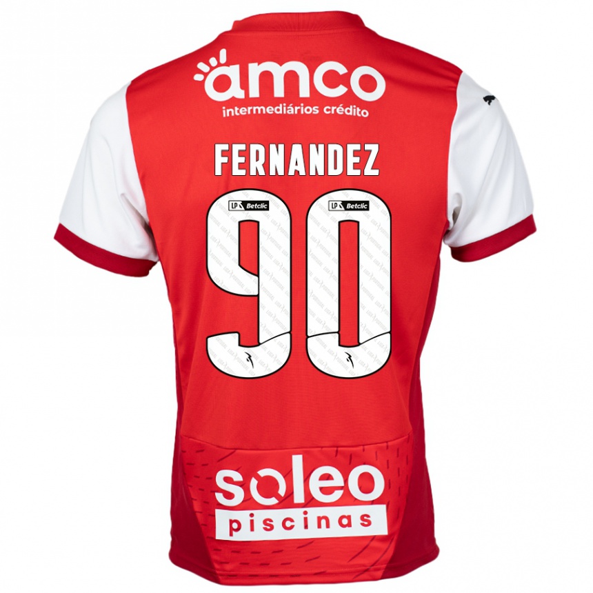 Kids Football Roberto Fernández #90 Red White Home Jersey 2024/25 T-Shirt Uk