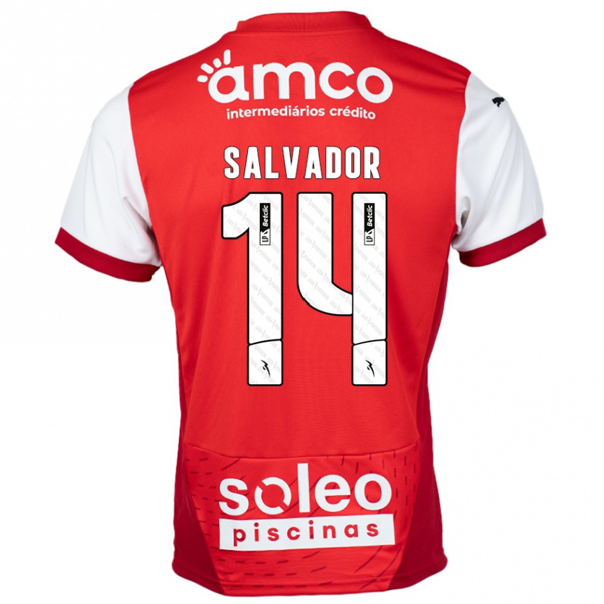 Kids Football João Salvador #14 Red White Home Jersey 2024/25 T-Shirt Uk