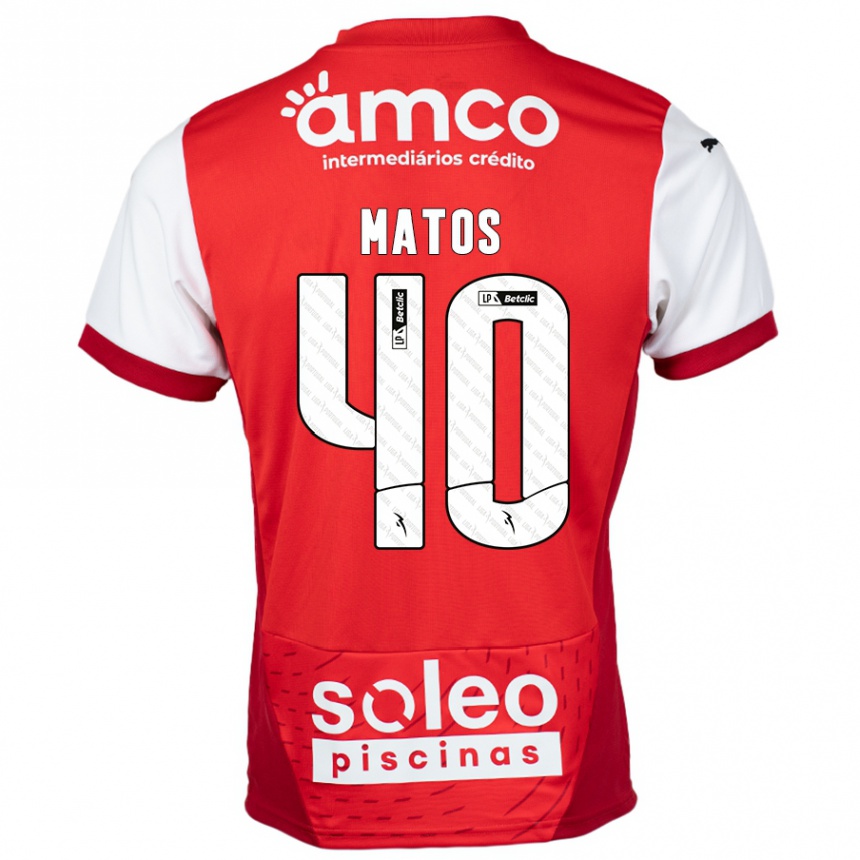 Kids Football João Matos #40 Red White Home Jersey 2024/25 T-Shirt Uk