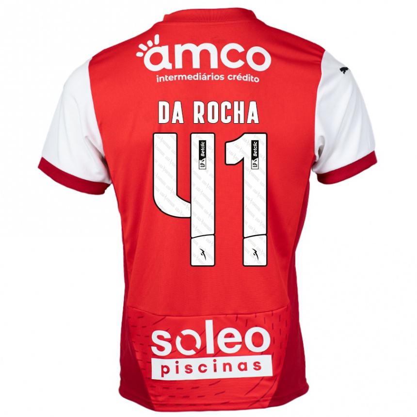 Kids Football Yanis Da Rocha #41 Red White Home Jersey 2024/25 T-Shirt Uk