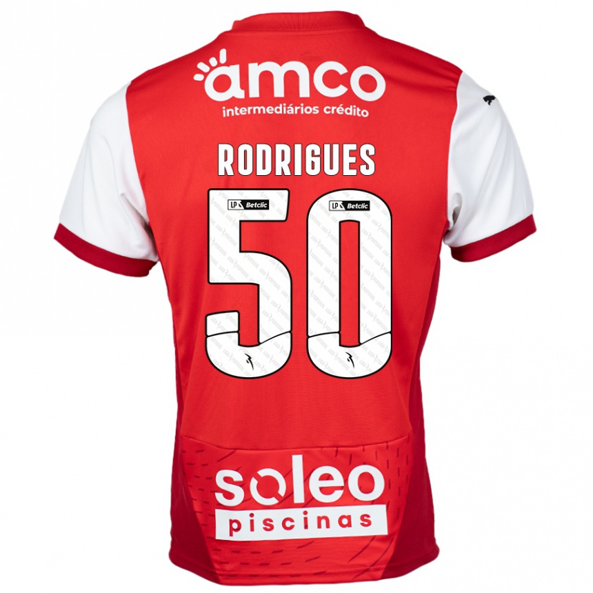 Kids Football Diego Rodrigues #50 Red White Home Jersey 2024/25 T-Shirt Uk