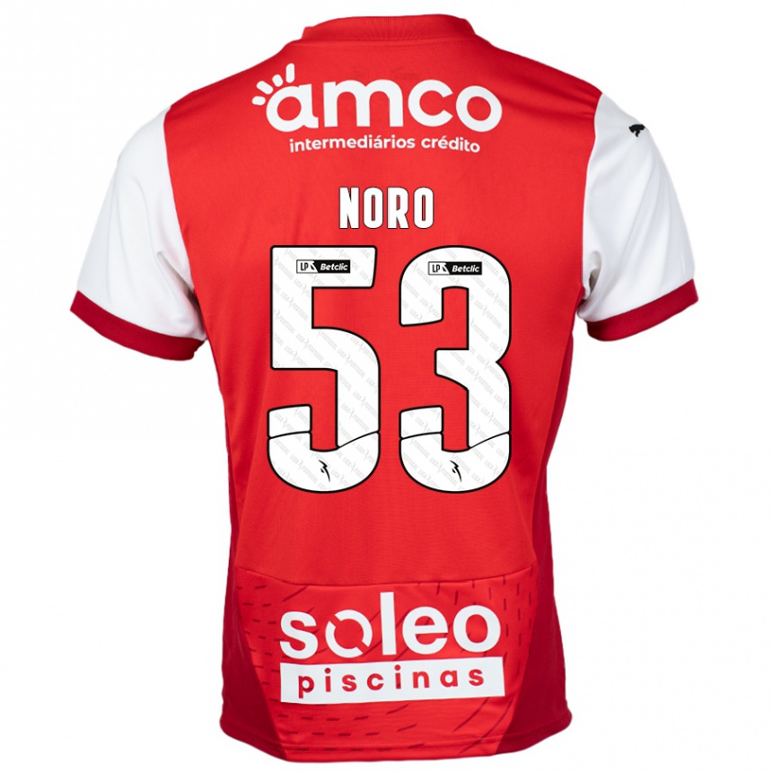 Kids Football Jonatás Noro #53 Red White Home Jersey 2024/25 T-Shirt Uk