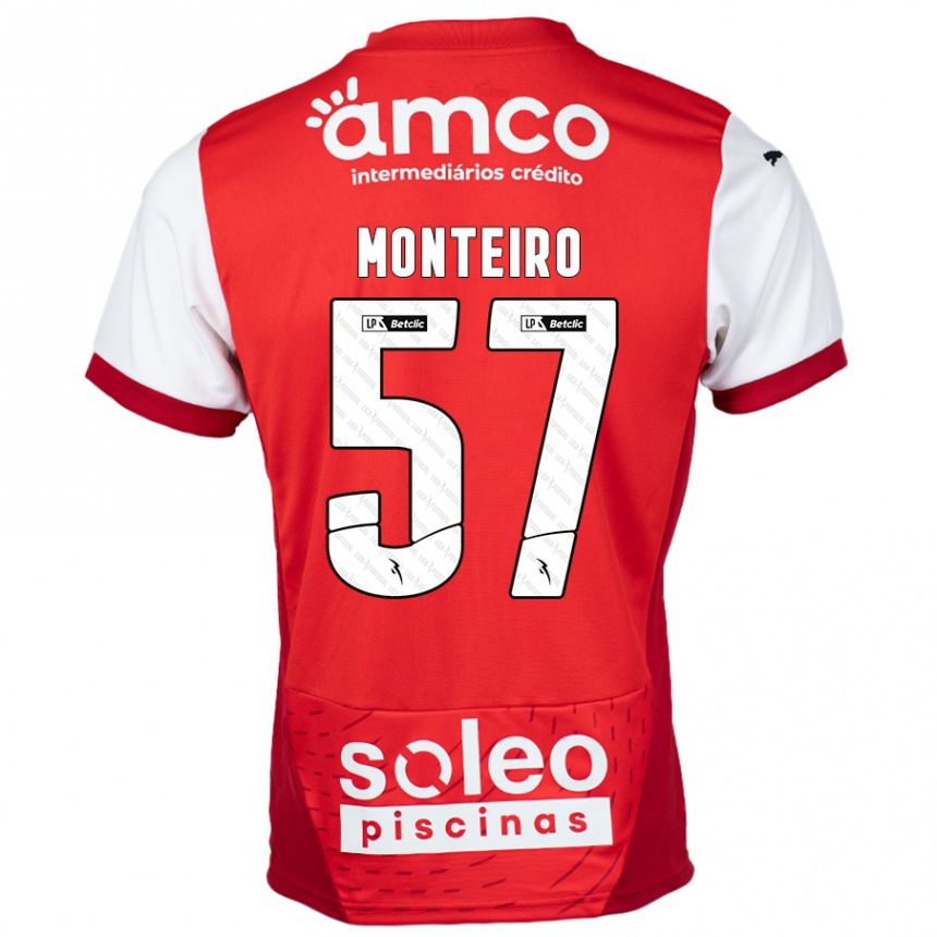 Kids Football Jordan Monteiro #57 Red White Home Jersey 2024/25 T-Shirt Uk