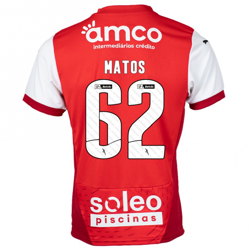 Kids Football Nuno Matos #62 Red White Home Jersey 2024/25 T-Shirt Uk