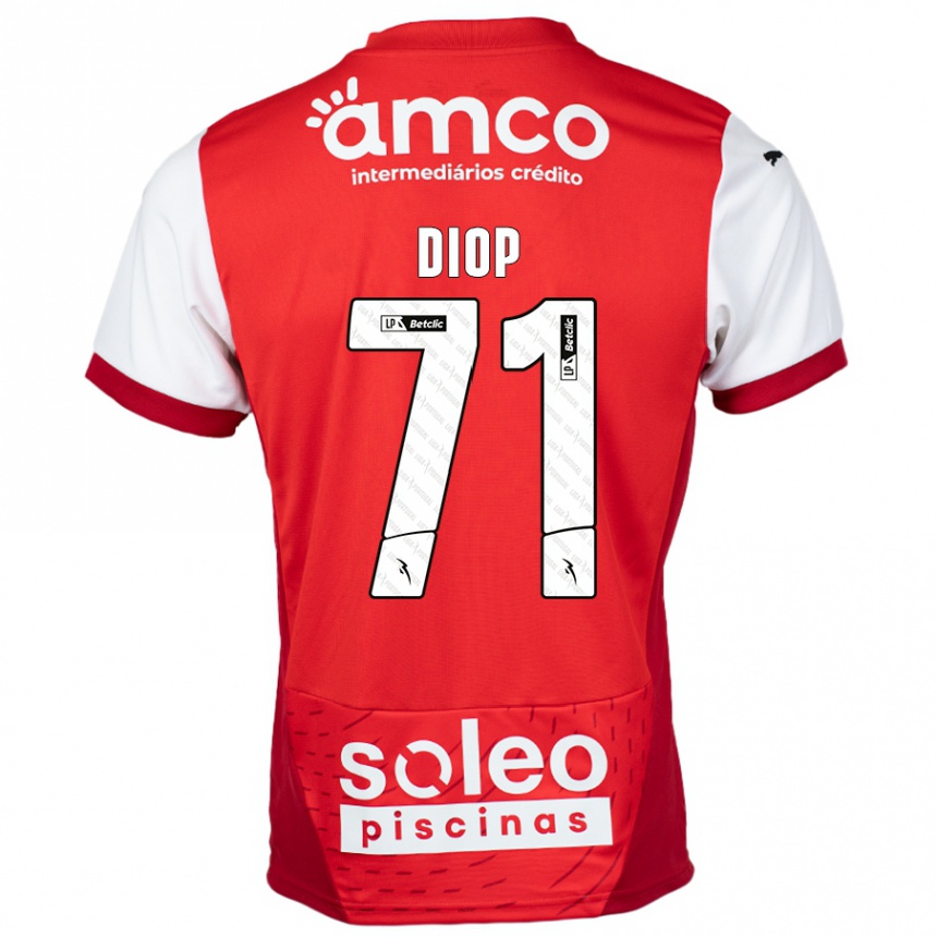 Kids Football Mamadou Diop #71 Red White Home Jersey 2024/25 T-Shirt Uk