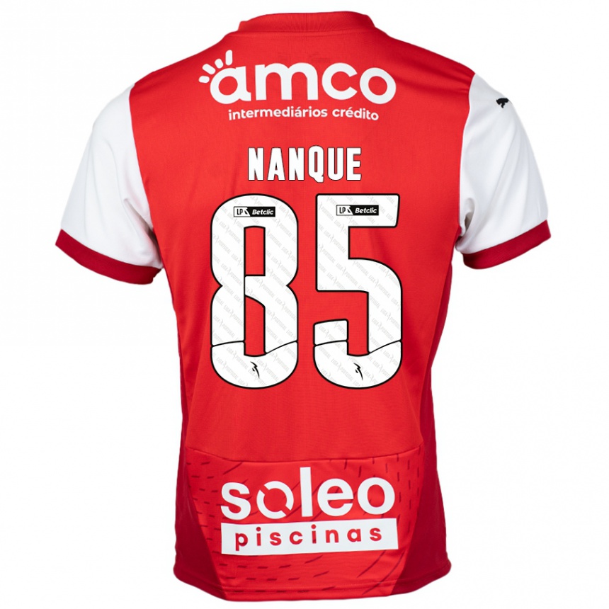 Kids Football Edgar Nanque #85 Red White Home Jersey 2024/25 T-Shirt Uk