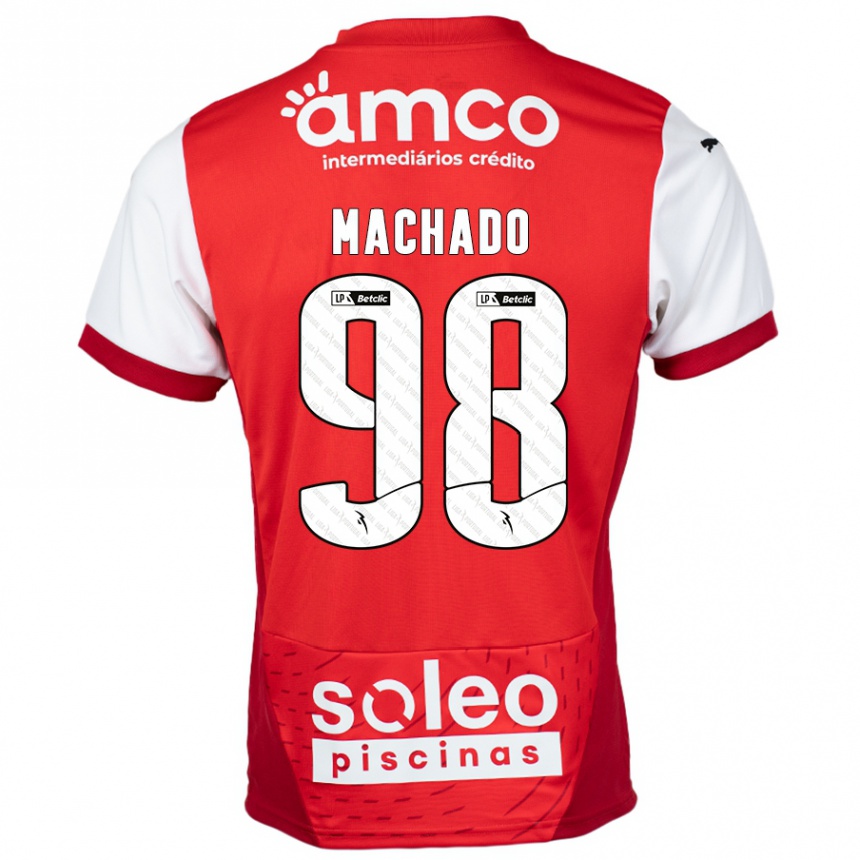 Kids Football Gonçalo Machado #98 Red White Home Jersey 2024/25 T-Shirt Uk