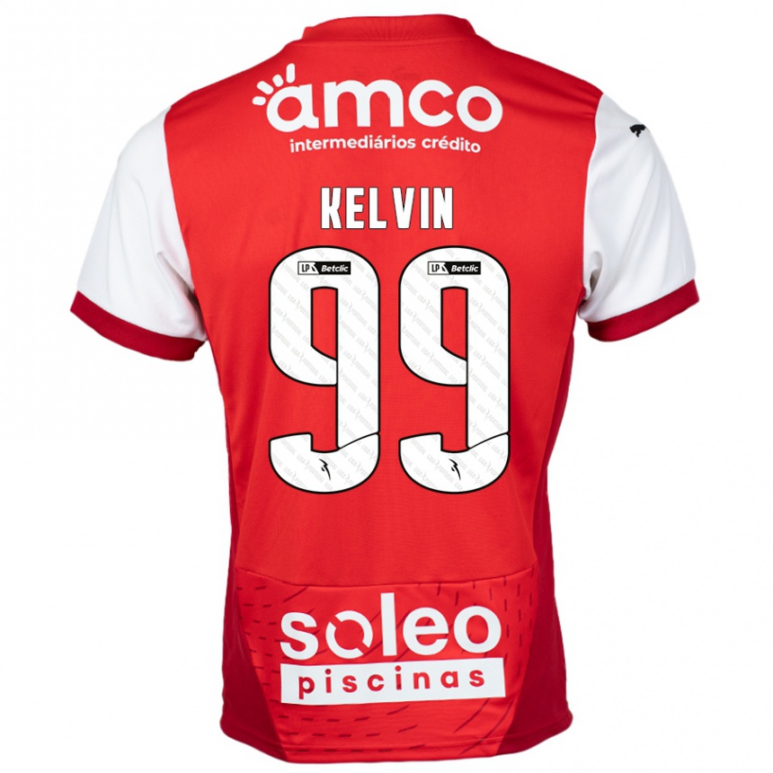 Kids Football Kauan Kelvin #99 Red White Home Jersey 2024/25 T-Shirt Uk