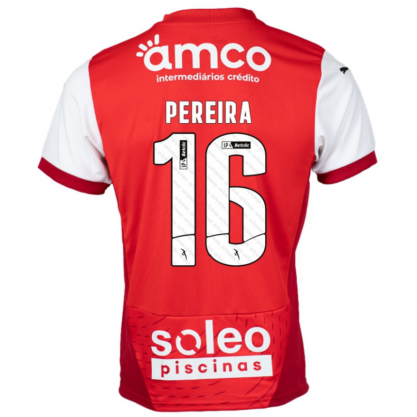 Kids Football Catarina Pereira #16 Red White Home Jersey 2024/25 T-Shirt Uk