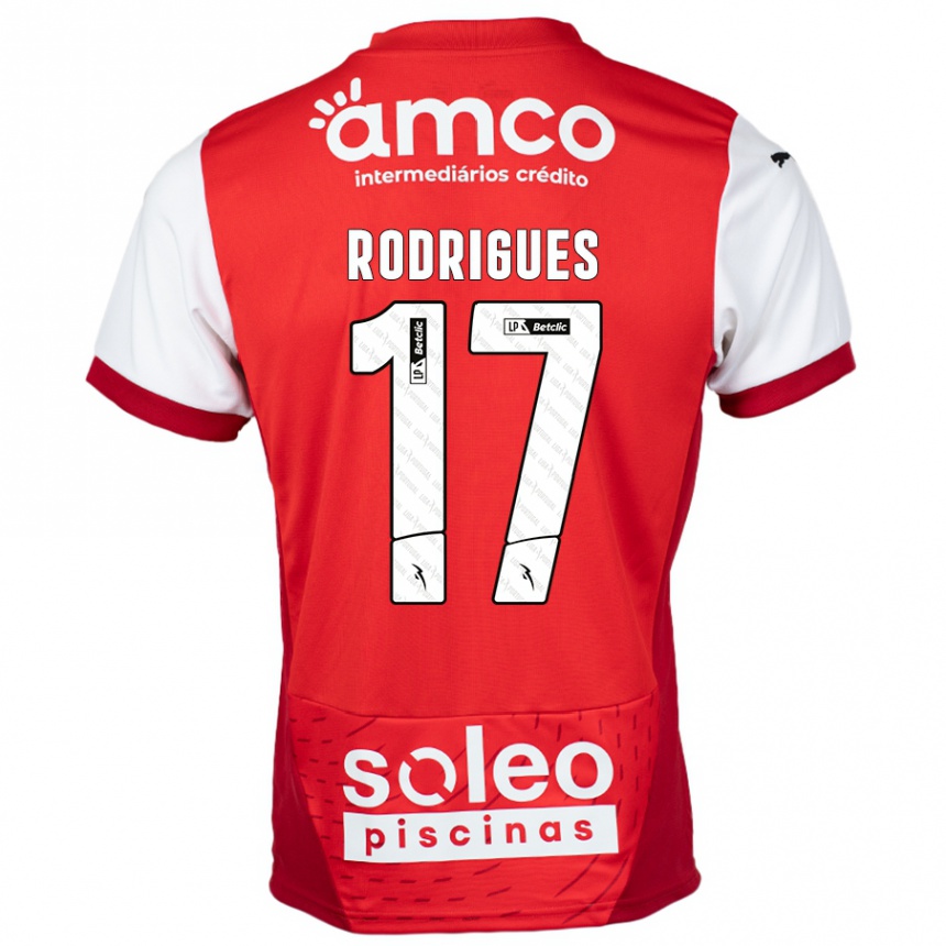 Kids Football Tânia Rodrigues #17 Red White Home Jersey 2024/25 T-Shirt Uk