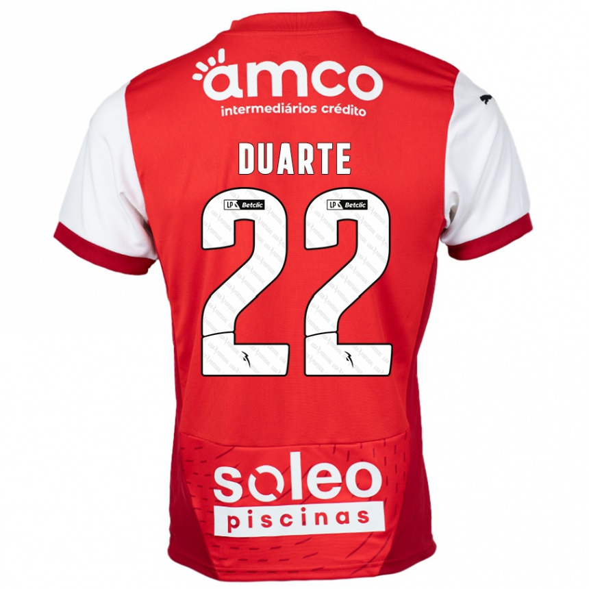 Kids Football Vânia Duarte #22 Red White Home Jersey 2024/25 T-Shirt Uk