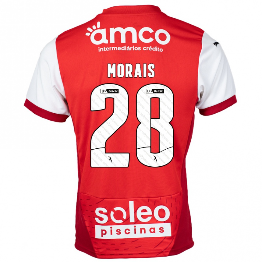 Kids Football Patrícia Morais #28 Red White Home Jersey 2024/25 T-Shirt Uk