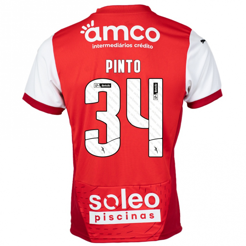 Kids Football Ana Pinto #34 Red White Home Jersey 2024/25 T-Shirt Uk