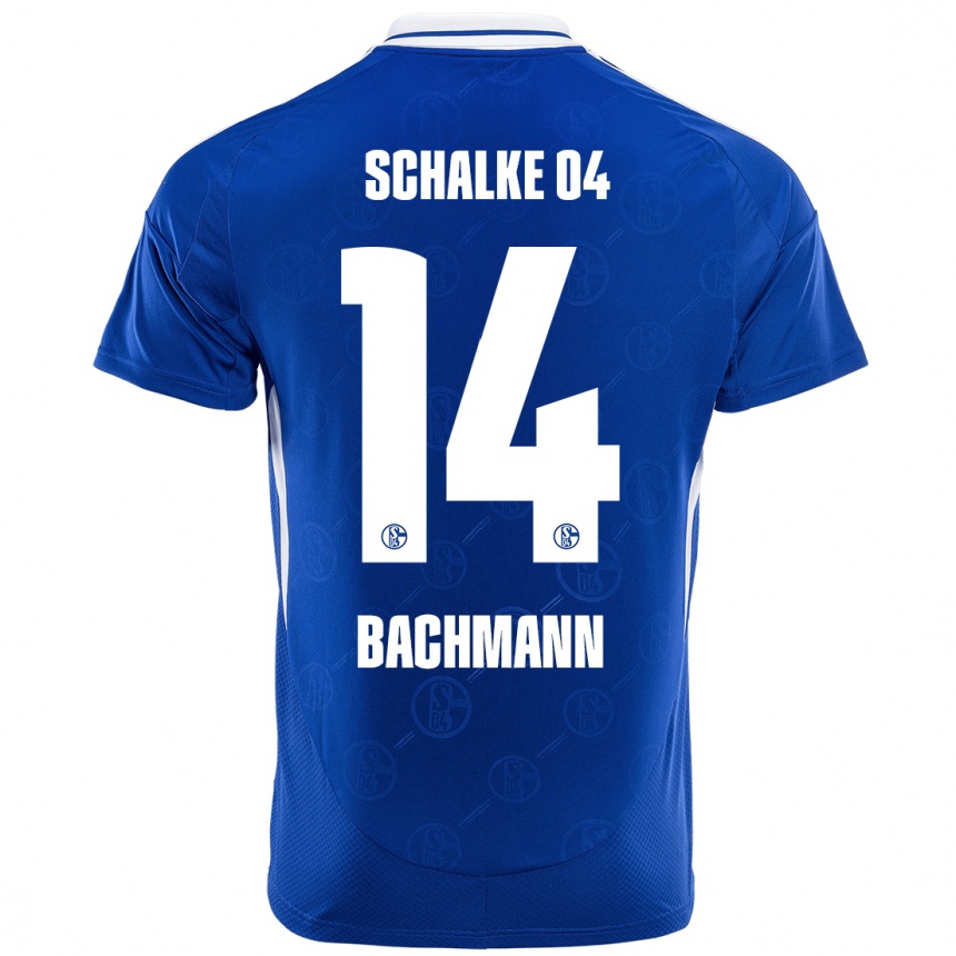 Kids Football Janik Bachmann #14 Royal Blue Home Jersey 2024/25 T-Shirt Uk