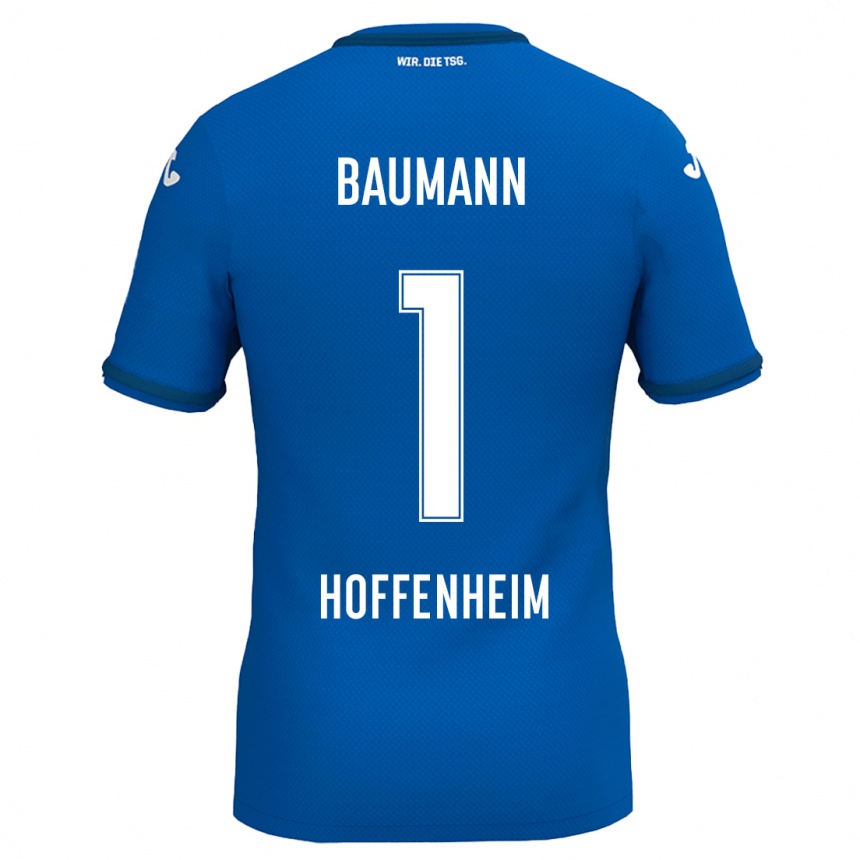 Kids Football Oliver Baumann #1 Royal Blue Home Jersey 2024/25 T-Shirt Uk