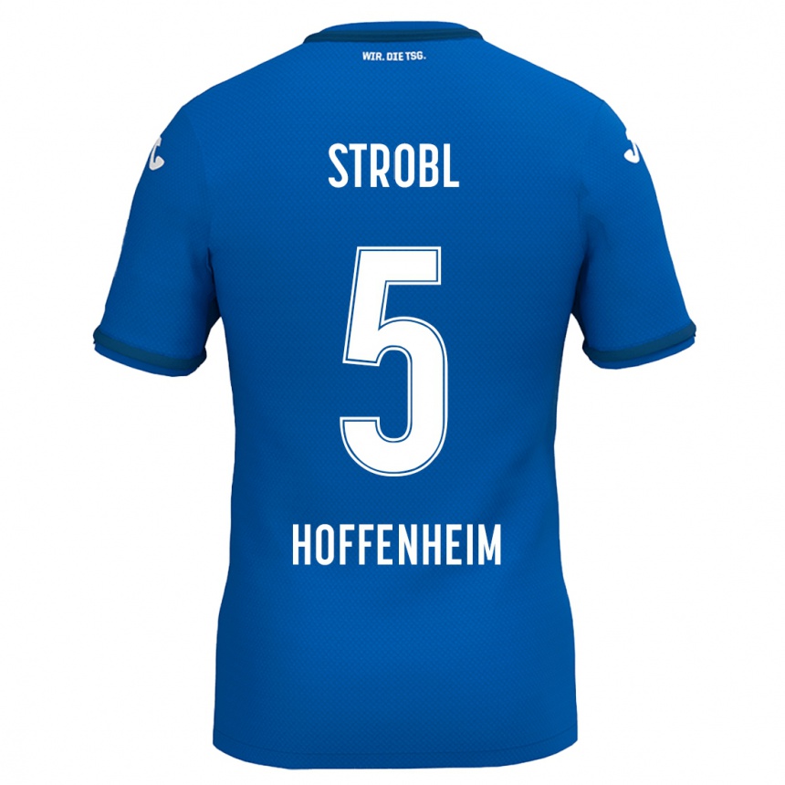 Kids Football Lars Strobl #5 Royal Blue Home Jersey 2024/25 T-Shirt Uk