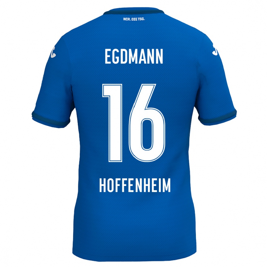 Kids Football Mika Egdmann #16 Royal Blue Home Jersey 2024/25 T-Shirt Uk