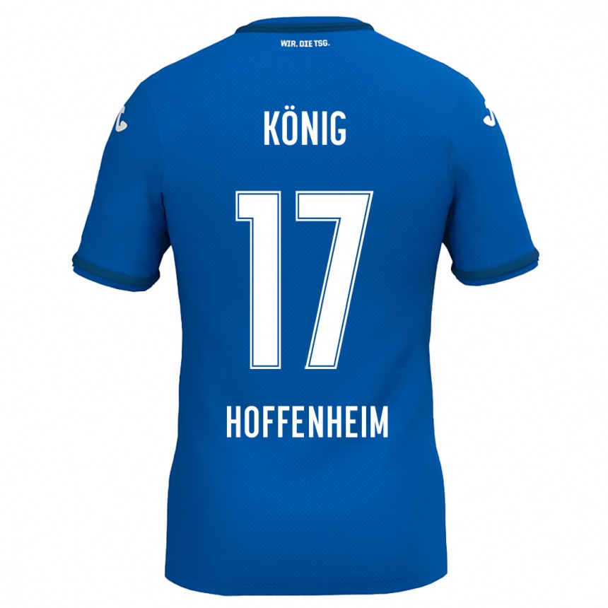 Kids Football Noah König #17 Royal Blue Home Jersey 2024/25 T-Shirt Uk