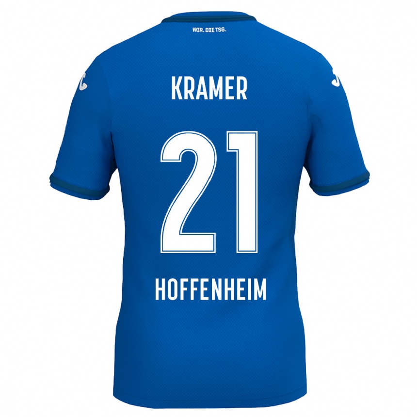 Kids Football Emil Kramer #21 Royal Blue Home Jersey 2024/25 T-Shirt Uk