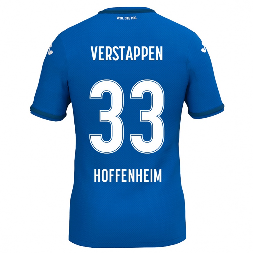 Kids Football Eric Verstappen #33 Royal Blue Home Jersey 2024/25 T-Shirt Uk