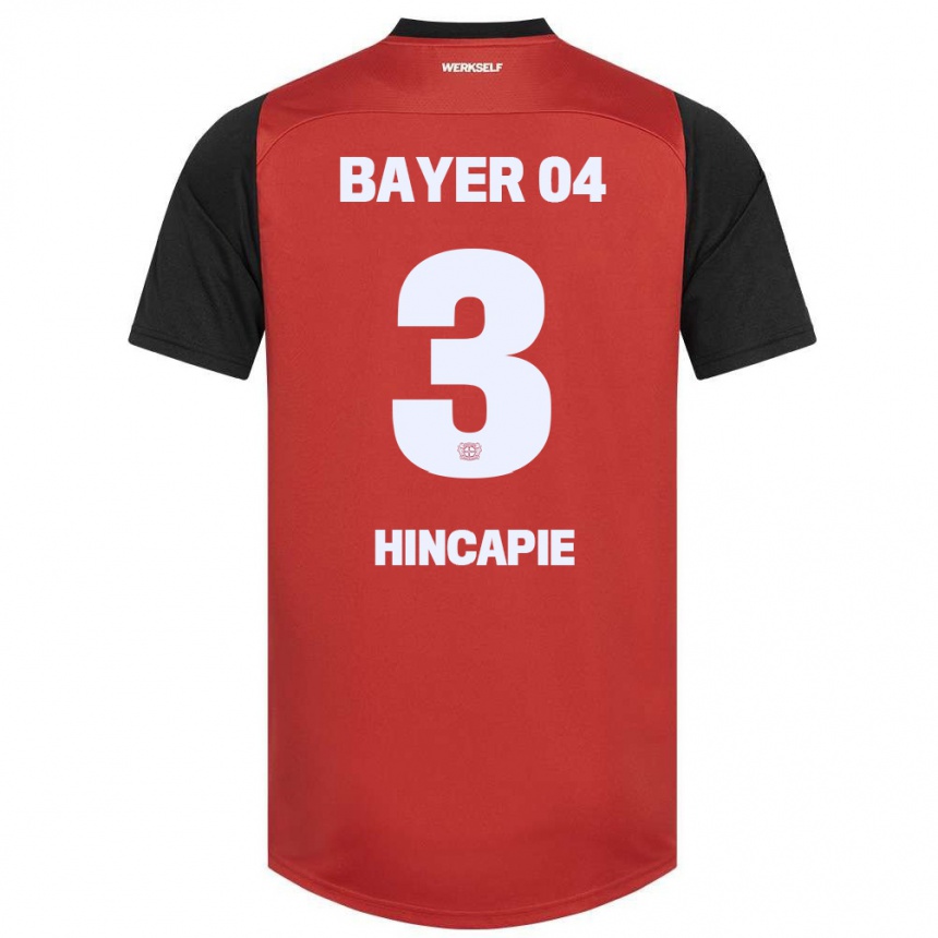 Kids Football Piero Hincapié #3 Red Black Home Jersey 2024/25 T-Shirt Uk