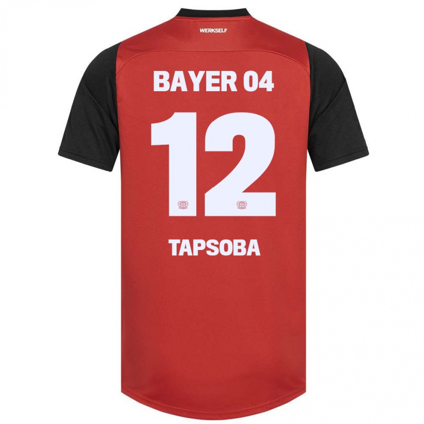 Kids Football Edmond Tapsoba #12 Red Black Home Jersey 2024/25 T-Shirt Uk