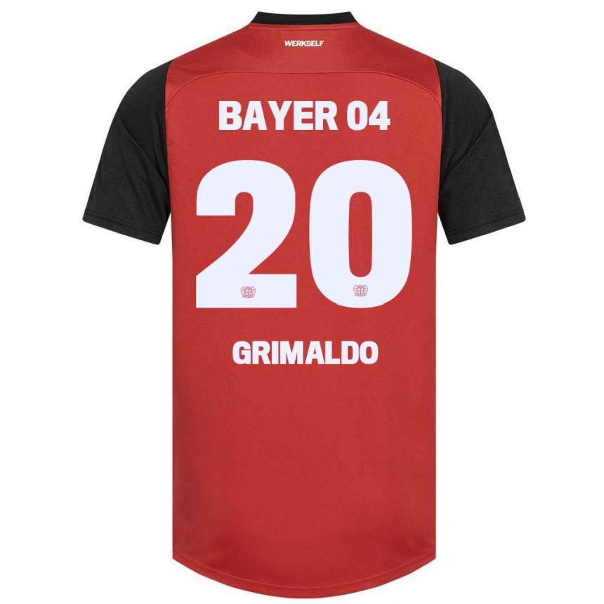 Kids Football Alejandro Grimaldo #20 Red Black Home Jersey 2024/25 T-Shirt Uk