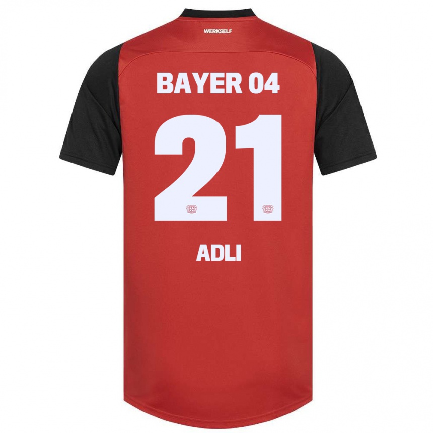 Kids Football Amine Adli #21 Red Black Home Jersey 2024/25 T-Shirt Uk