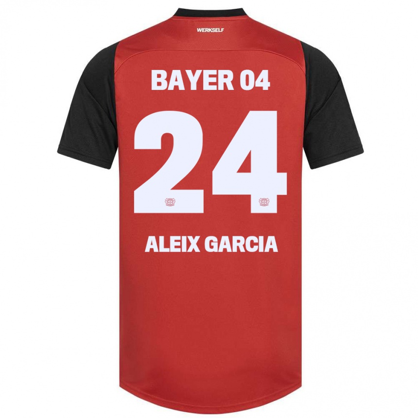 Kids Football Aleix García #24 Red Black Home Jersey 2024/25 T-Shirt Uk