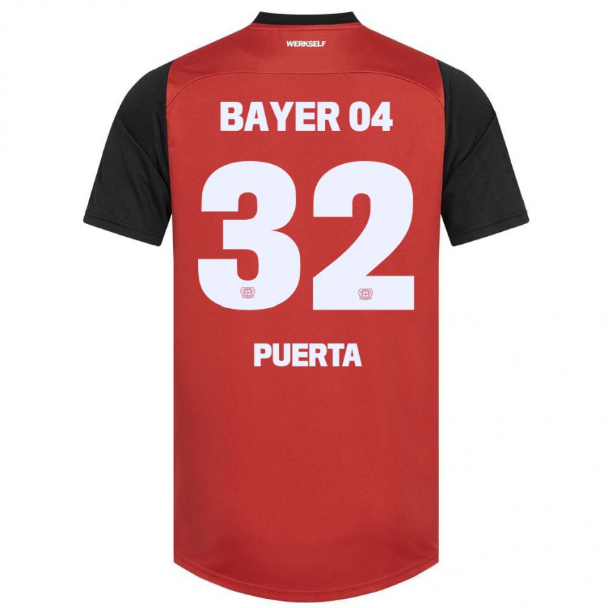 Kids Football Gustavo Puerta #32 Red Black Home Jersey 2024/25 T-Shirt Uk