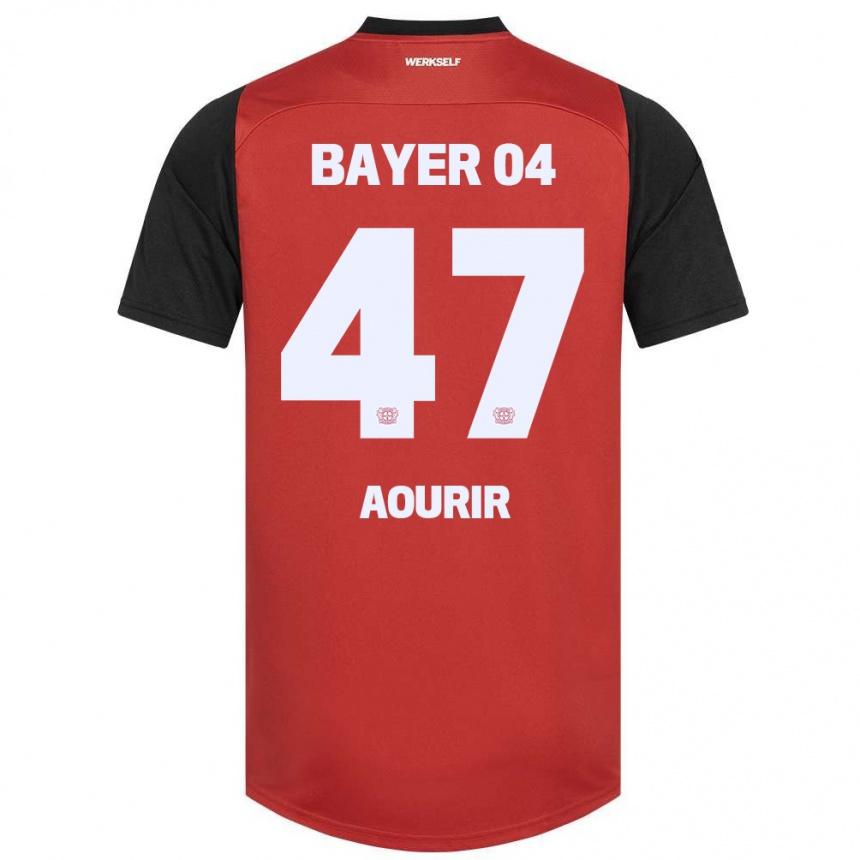 Kids Football Ayman Aourir #47 Red Black Home Jersey 2024/25 T-Shirt Uk