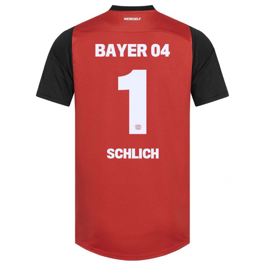 Kids Football Jesper Schlich #1 Red Black Home Jersey 2024/25 T-Shirt Uk