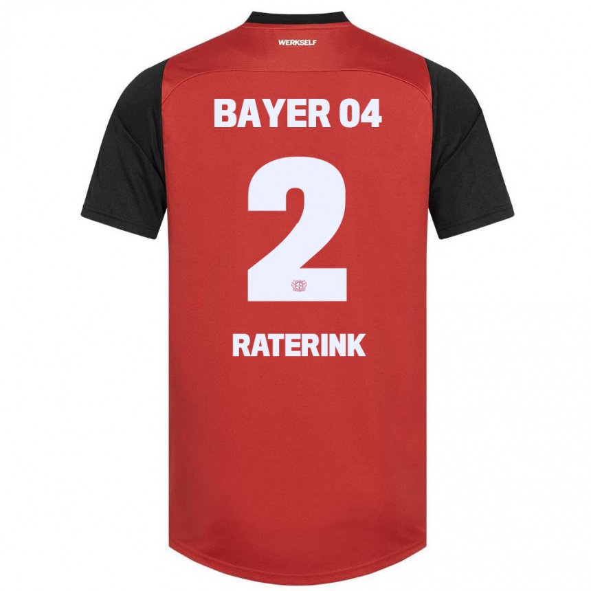 Kids Football Othniël Raterink #2 Red Black Home Jersey 2024/25 T-Shirt Uk