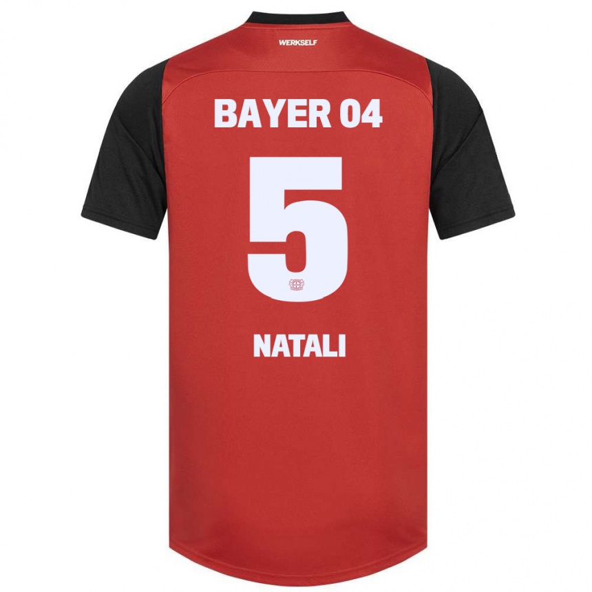 Kids Football Andrea Natali #5 Red Black Home Jersey 2024/25 T-Shirt Uk