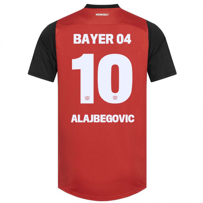 Kids Football Kerim Alajbegovic #10 Red Black Home Jersey 2024/25 T-Shirt Uk