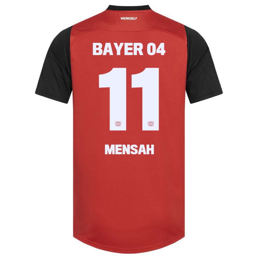 Kids Football Jeremiah Mensah #11 Red Black Home Jersey 2024/25 T-Shirt Uk