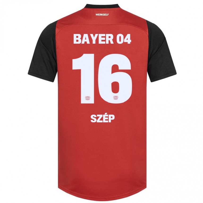 Kids Football Márton Szép #16 Red Black Home Jersey 2024/25 T-Shirt Uk