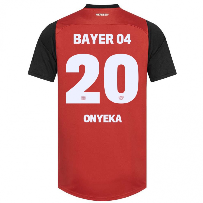 Kids Football Francis Onyeka #20 Red Black Home Jersey 2024/25 T-Shirt Uk