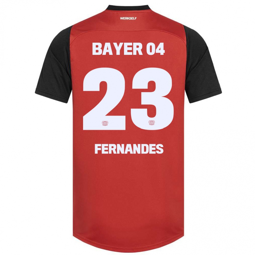 Kids Football Tyron Fernandes #23 Red Black Home Jersey 2024/25 T-Shirt Uk