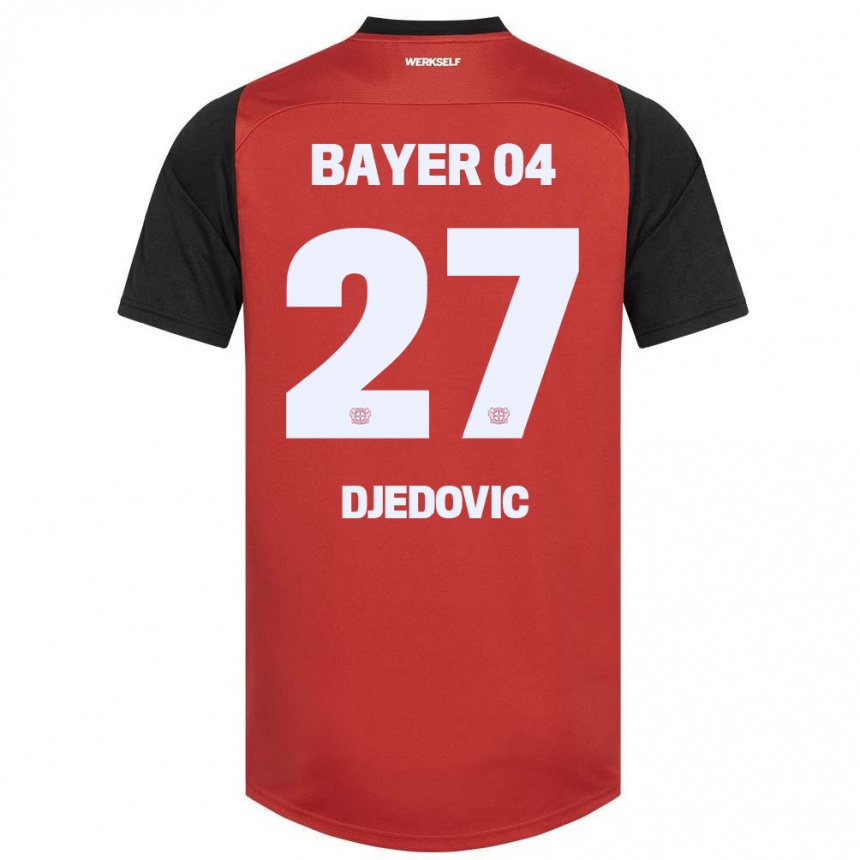 Kids Football Seldin Djedovic #27 Red Black Home Jersey 2024/25 T-Shirt Uk