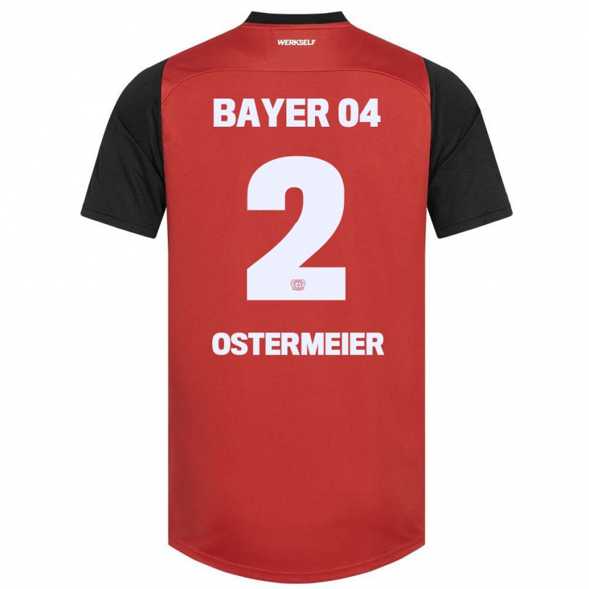 Kids Football Selina Ostermeier #2 Red Black Home Jersey 2024/25 T-Shirt Uk