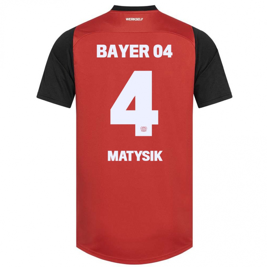 Kids Football Sylwia Matysik #4 Red Black Home Jersey 2024/25 T-Shirt Uk