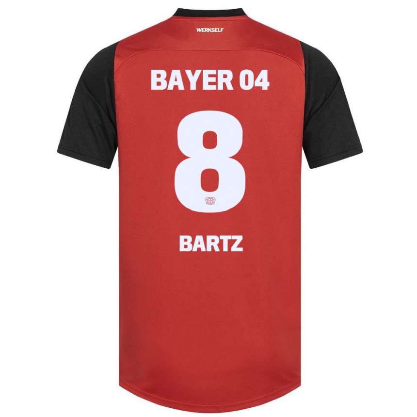 Kids Football Paulina Bartz #8 Red Black Home Jersey 2024/25 T-Shirt Uk