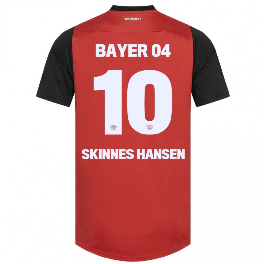 Kids Football Synne Skinnes Hansen #10 Red Black Home Jersey 2024/25 T-Shirt Uk