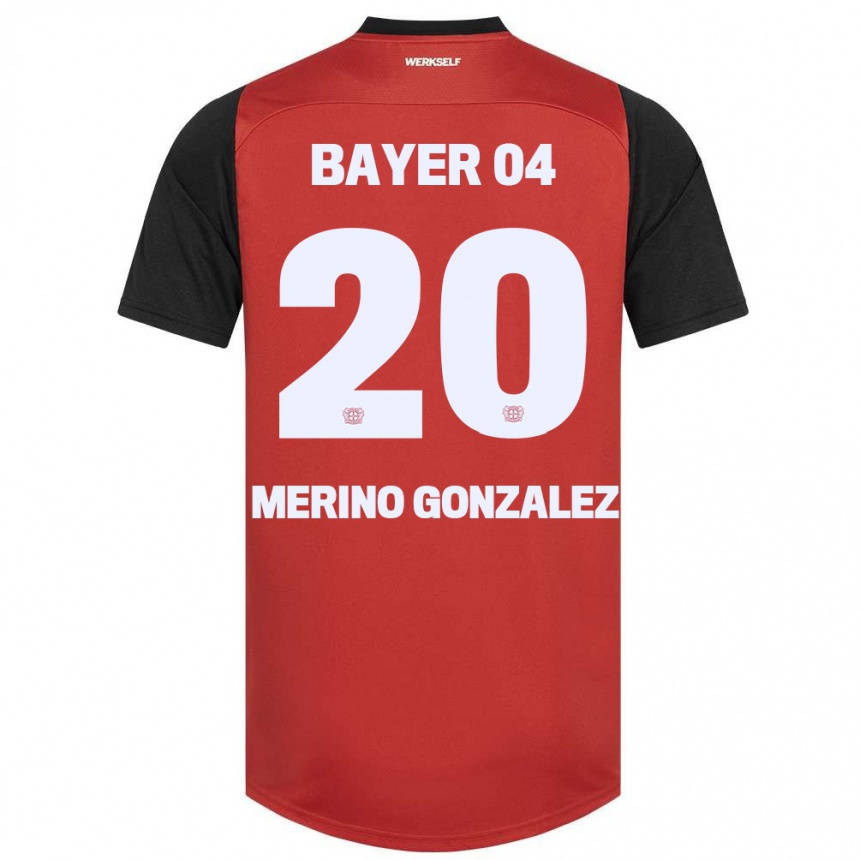 Kids Football Estrella Merino Gonzalez #20 Red Black Home Jersey 2024/25 T-Shirt Uk