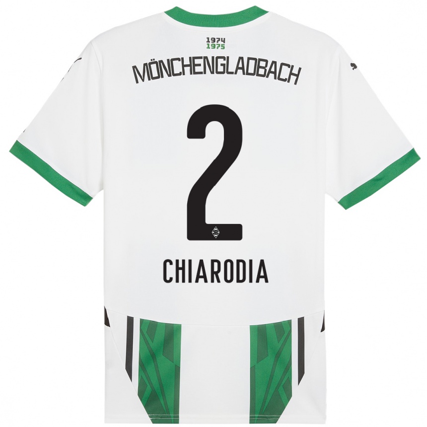 Kids Football Fabio Chiarodia #2 White Green Home Jersey 2024/25 T-Shirt Uk