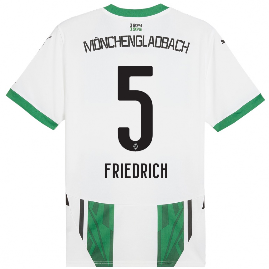 Kids Football Marvin Friedrich #5 White Green Home Jersey 2024/25 T-Shirt Uk