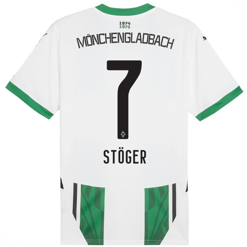 Kids Football Kevin Stöger #7 White Green Home Jersey 2024/25 T-Shirt Uk