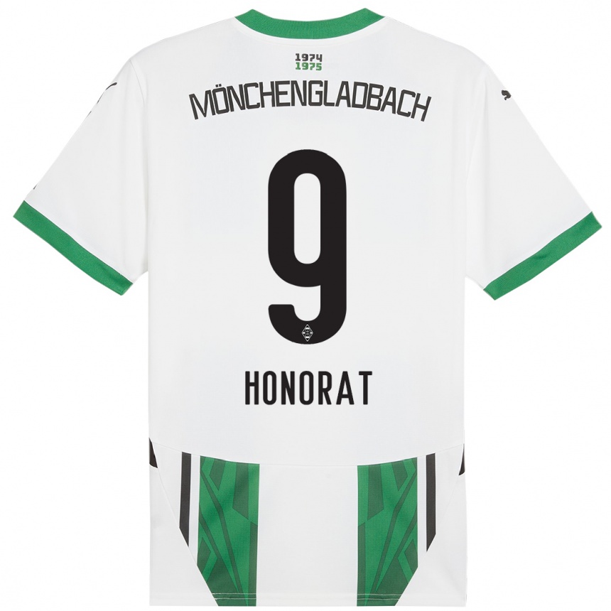 Kids Football Franck Honorat #9 White Green Home Jersey 2024/25 T-Shirt Uk